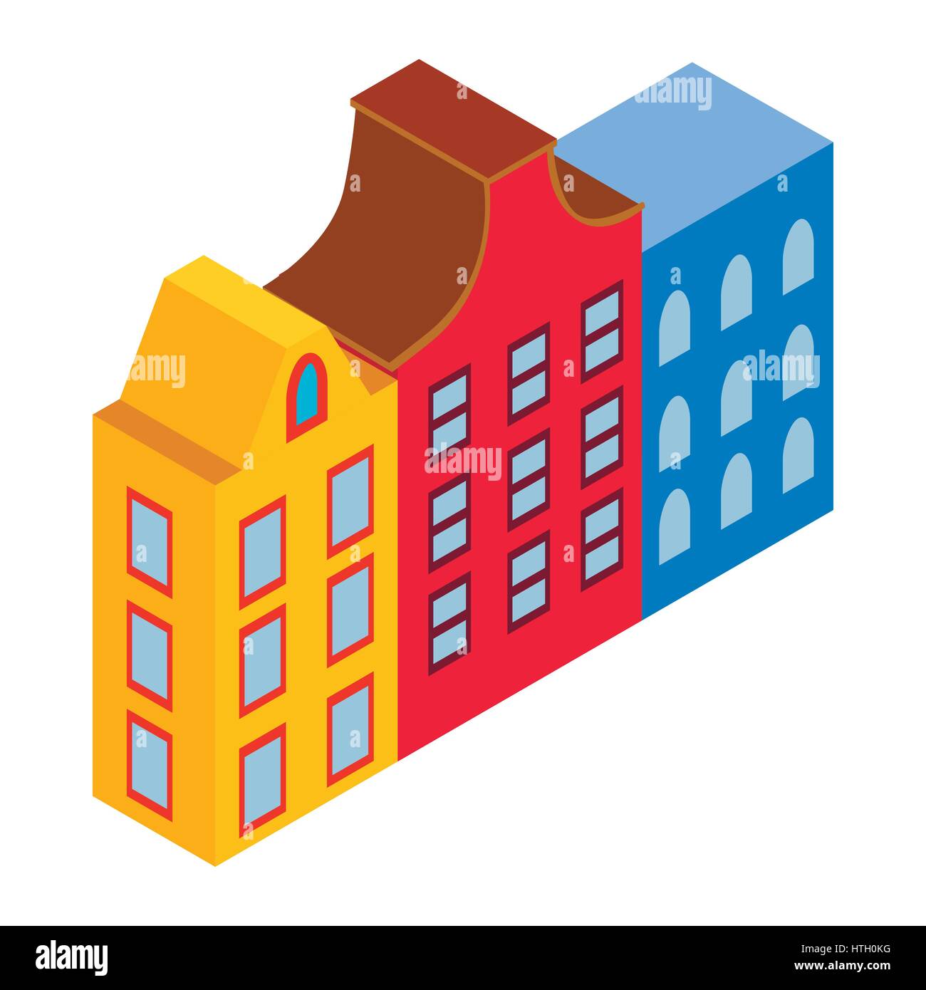 Colorful Amsterdam houses icon, isometric 3d style Stock Vector Image ...