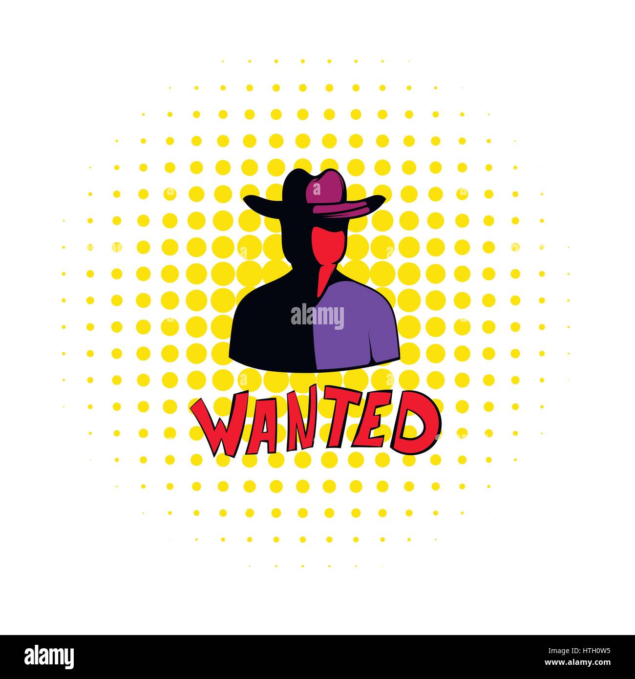 Vintage wanted poster icon, comics style  Stock Vector