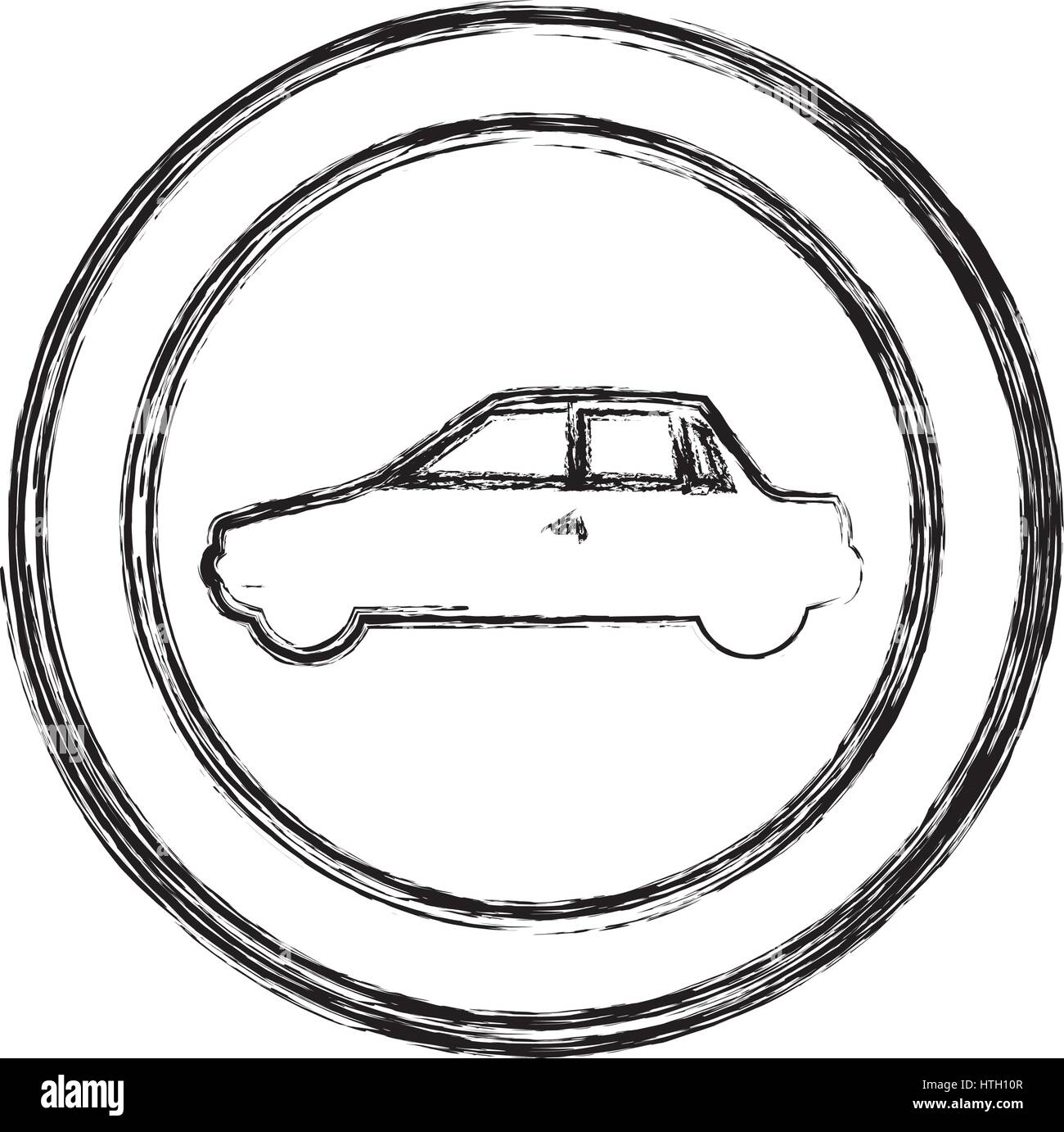 Circular Car Frame monochrome sketch of circular frame with automobile in side view Stock ...