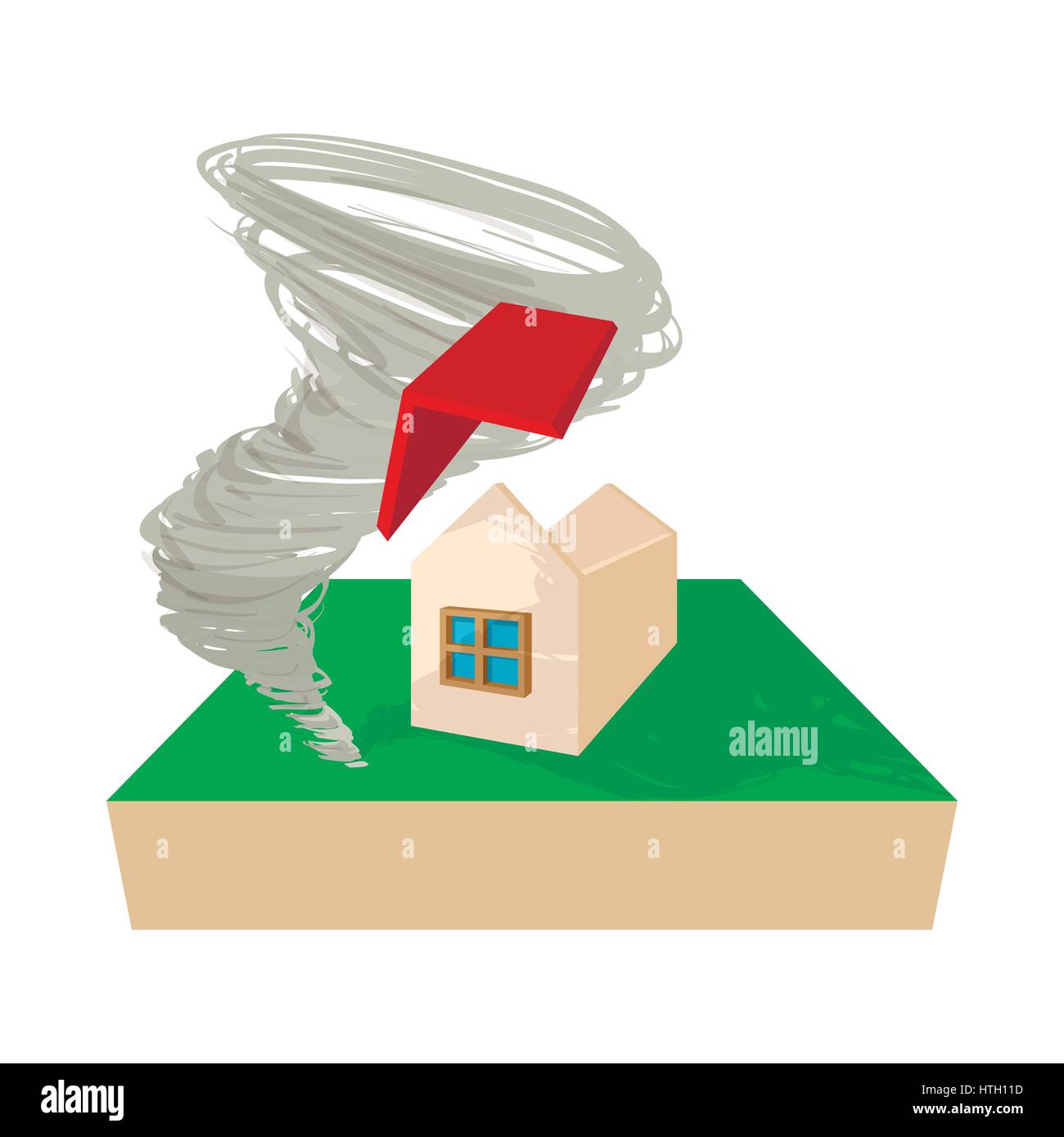 House destroyed by hurricane icon, cartoon style Stock Vector