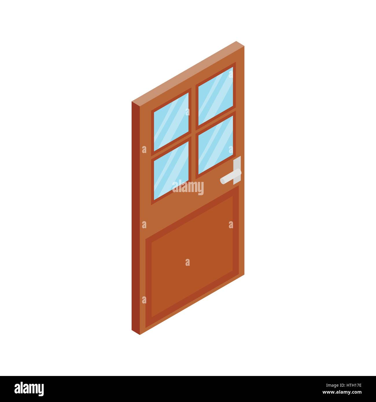 Wooden door with glass icon, isometric 3d style Stock Vector Image ...