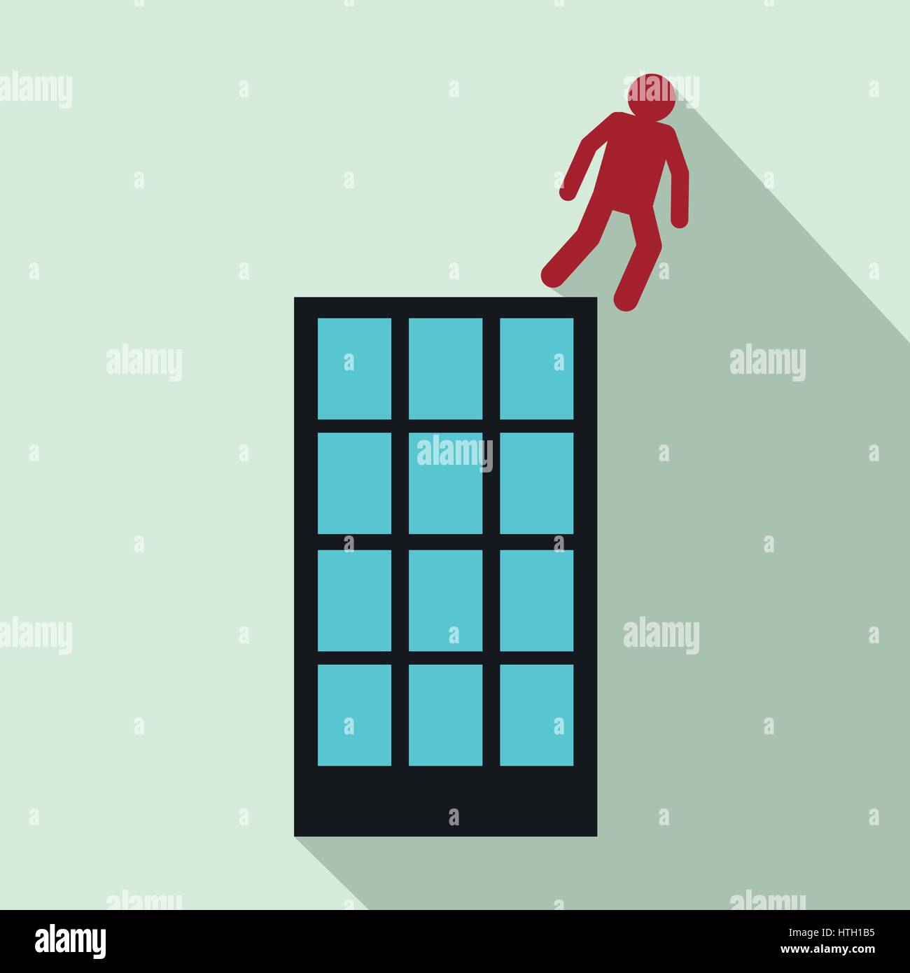 Man falling down of building icon, flat style Stock Vector Image & Art