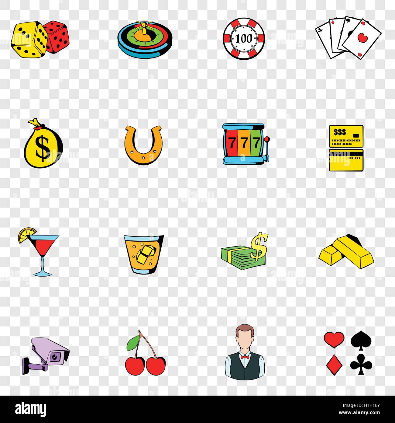 Gambling set icons Stock Vector