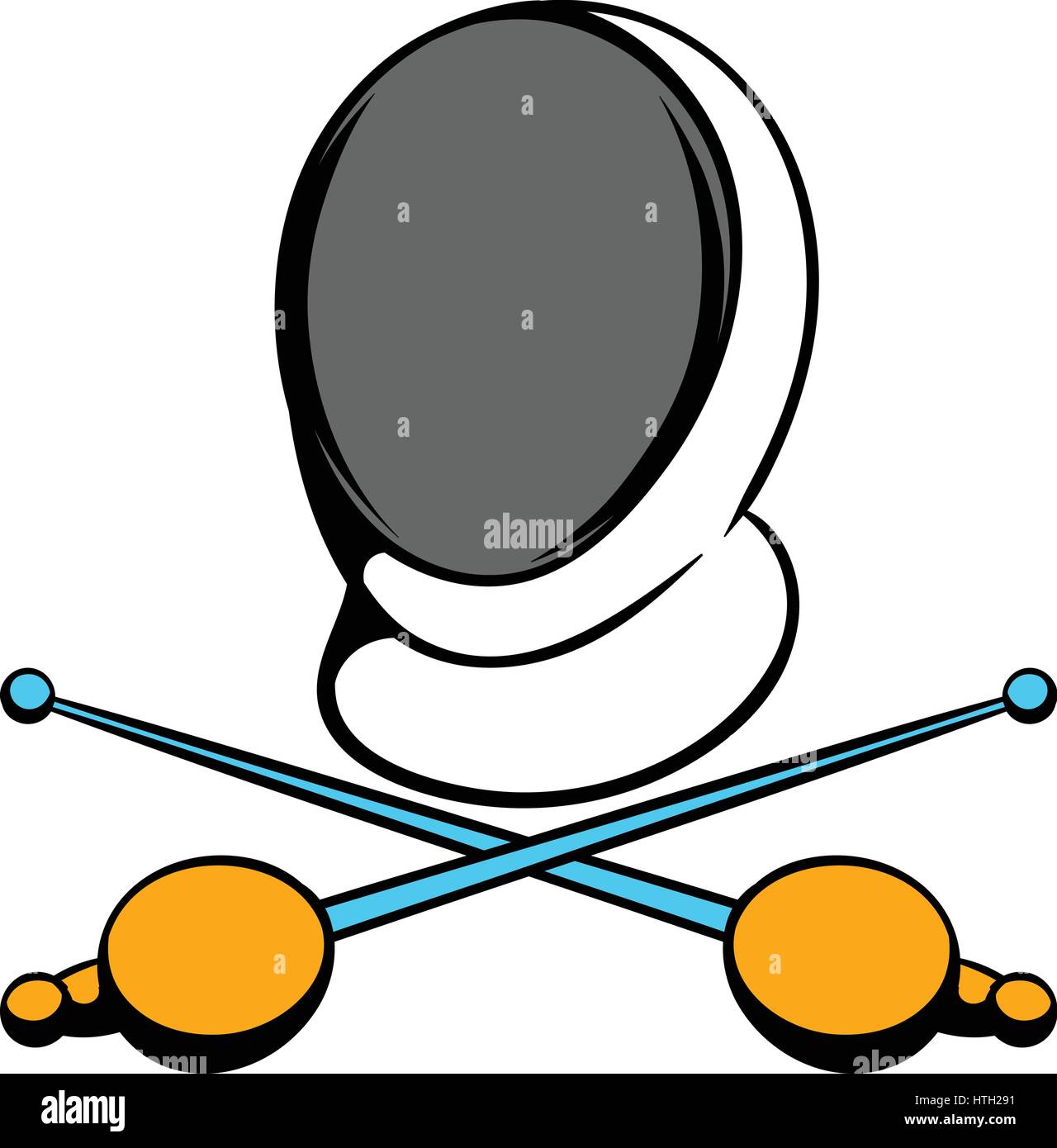 Fencing swords and helmet mask icon, icon cartoon Stock Vector Image