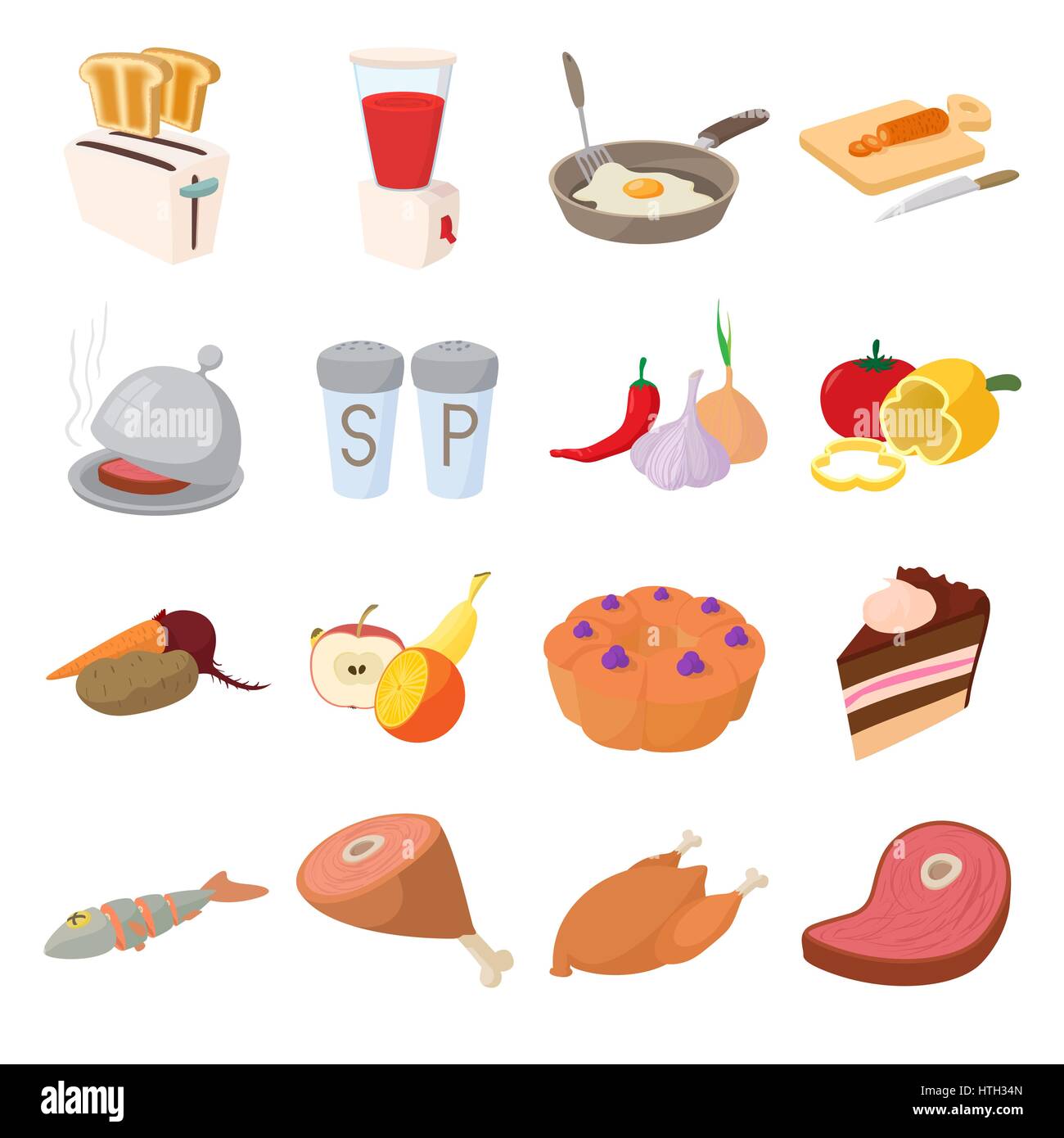 Food icons set, cartoon style Stock Vector