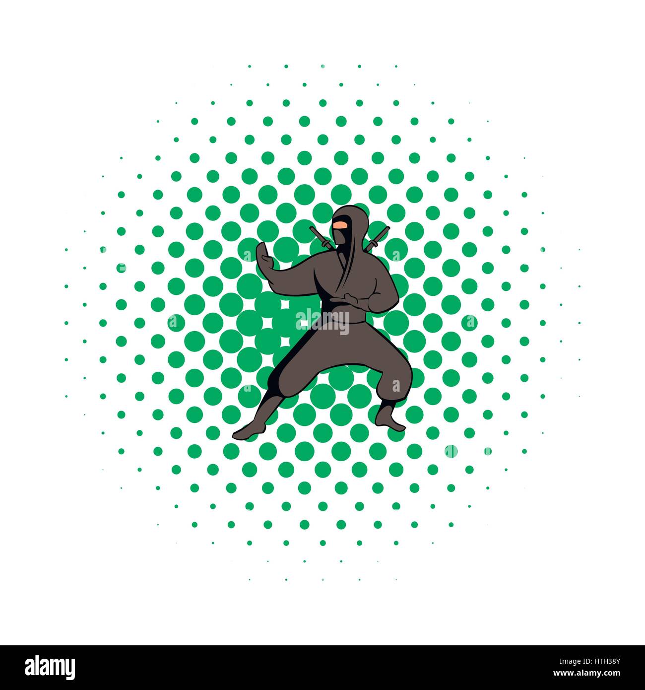Ninja icon, comics style Stock Vector