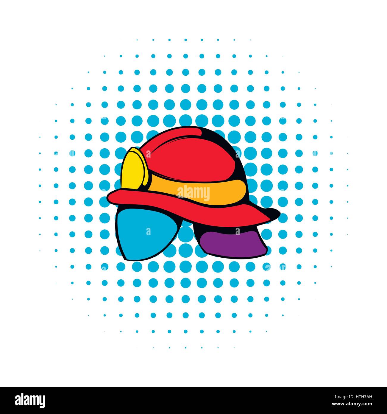 Helmet for a firefighter icon, comics style Stock Vector
