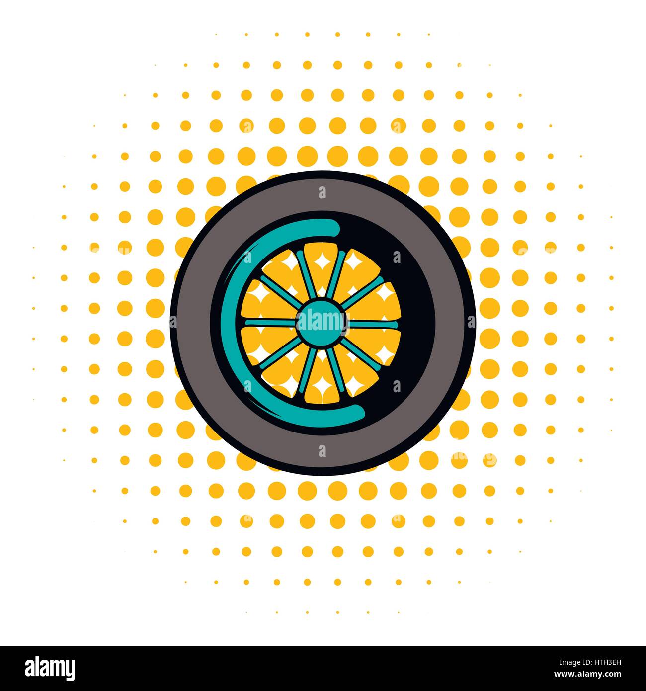 Car wheel icon, comics style Stock Vector Image & Art - Alamy