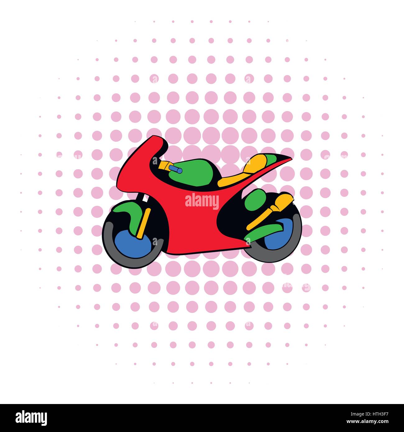 Motorcycle icon, comics style Stock Vector