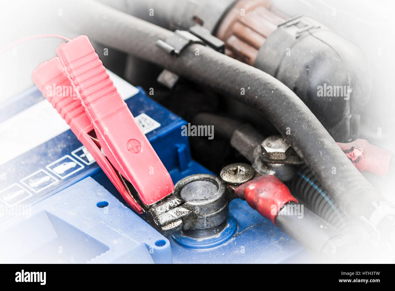 Car battery charging Stock Photo