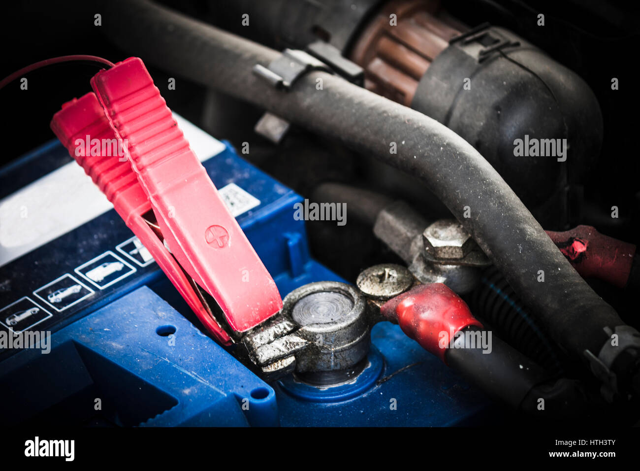 Car battery charging Stock Photo