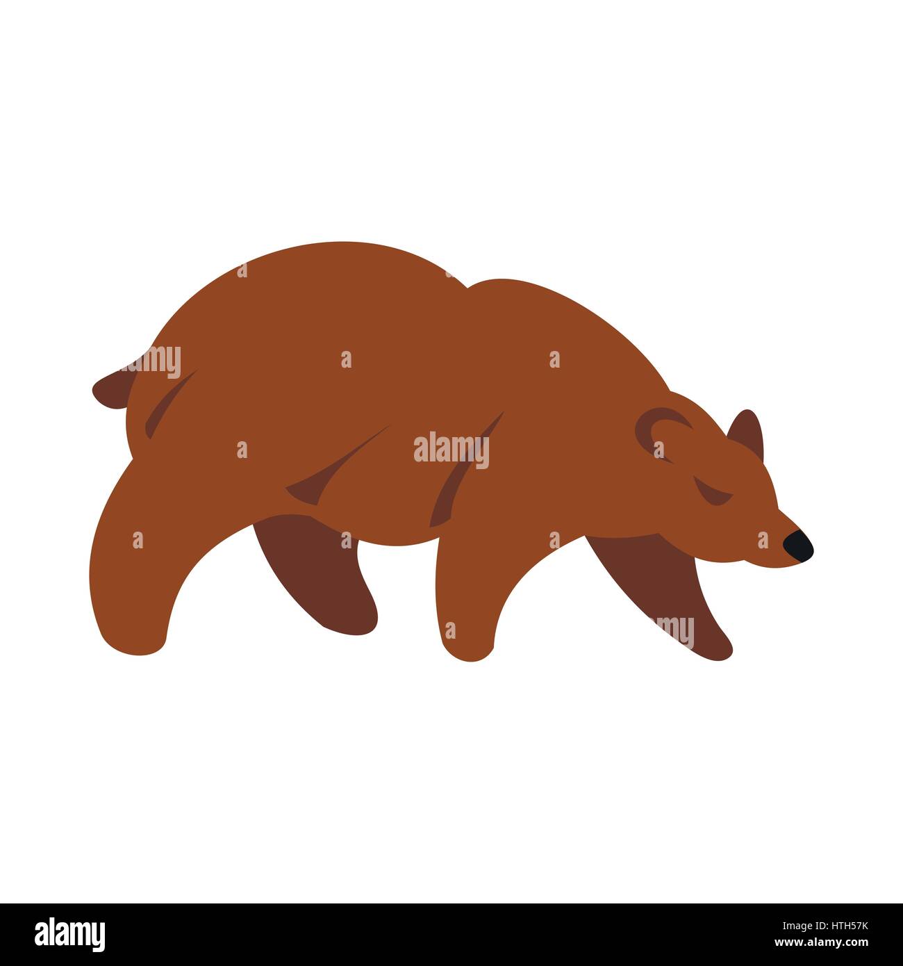 Brown bear icon, flat style  Stock Vector