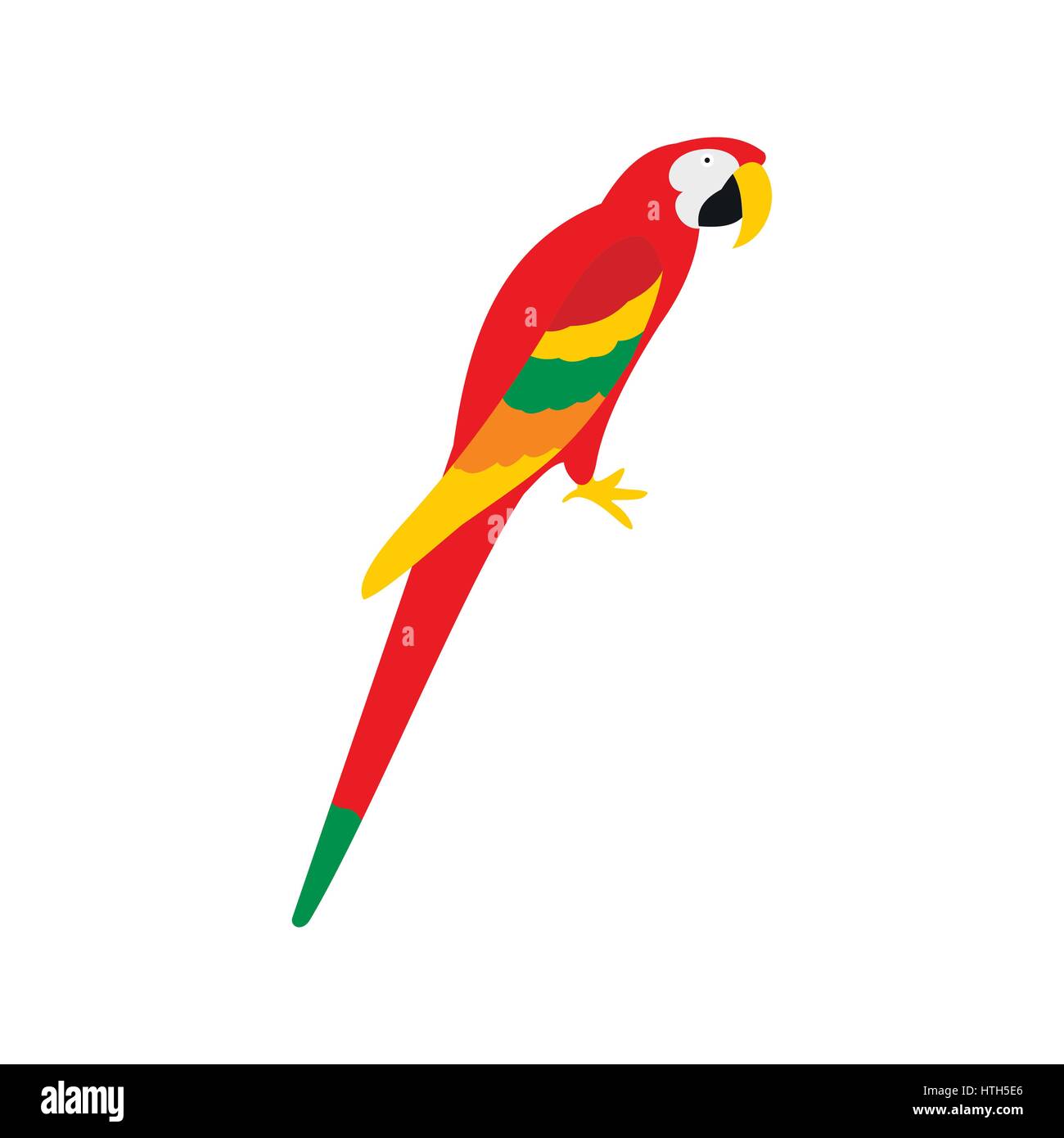 Orange brazil parrot icon, flat style Stock Vector