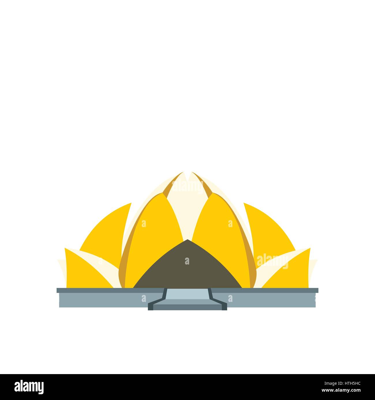 Lotus Temple, New Delhi icon, flat style Stock Vector