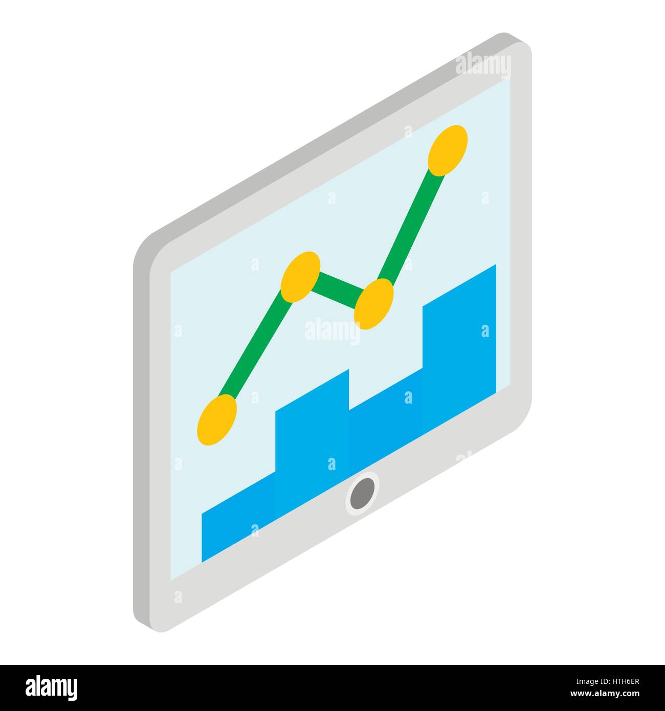 Tablet with graph and chart icon, isometric 3d Stock Vector Image & Art ...
