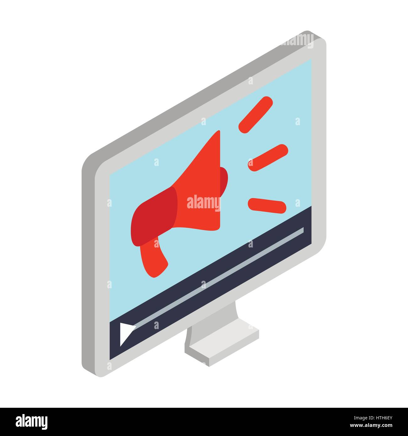 Megaphone on pc screen icon, isometric 3d style Stock Vector Image ...