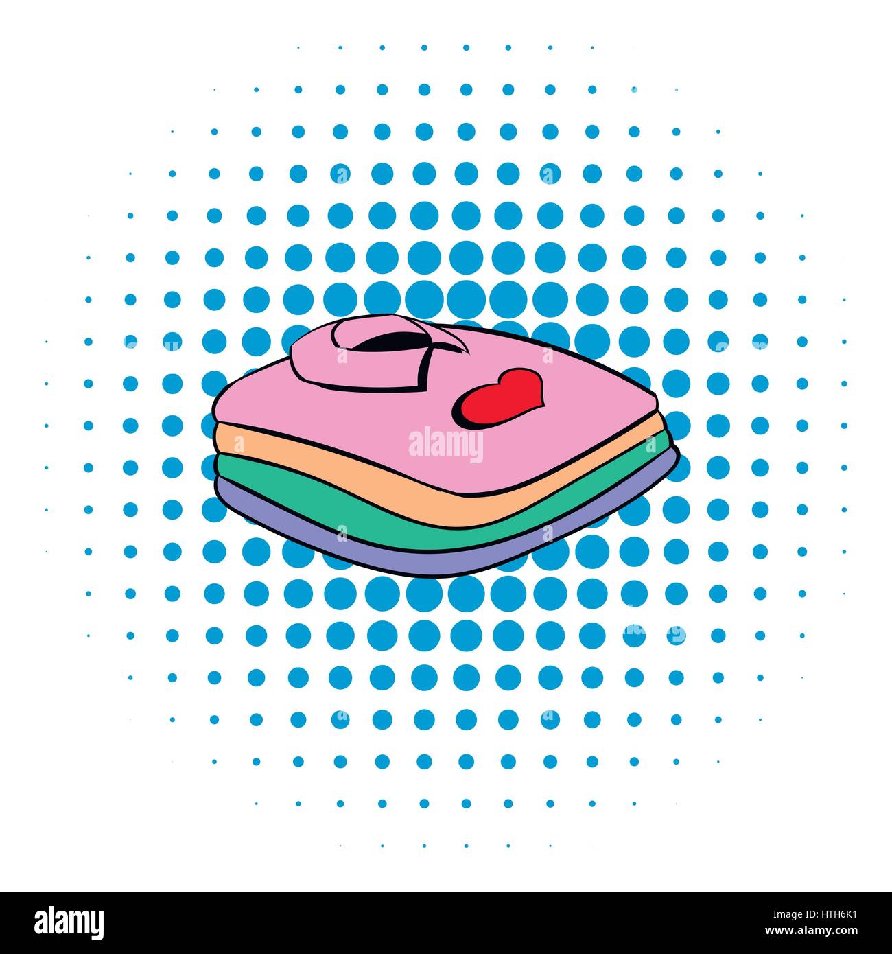 Stack of mens shirts with heart icon, comics style Stock Vector Image