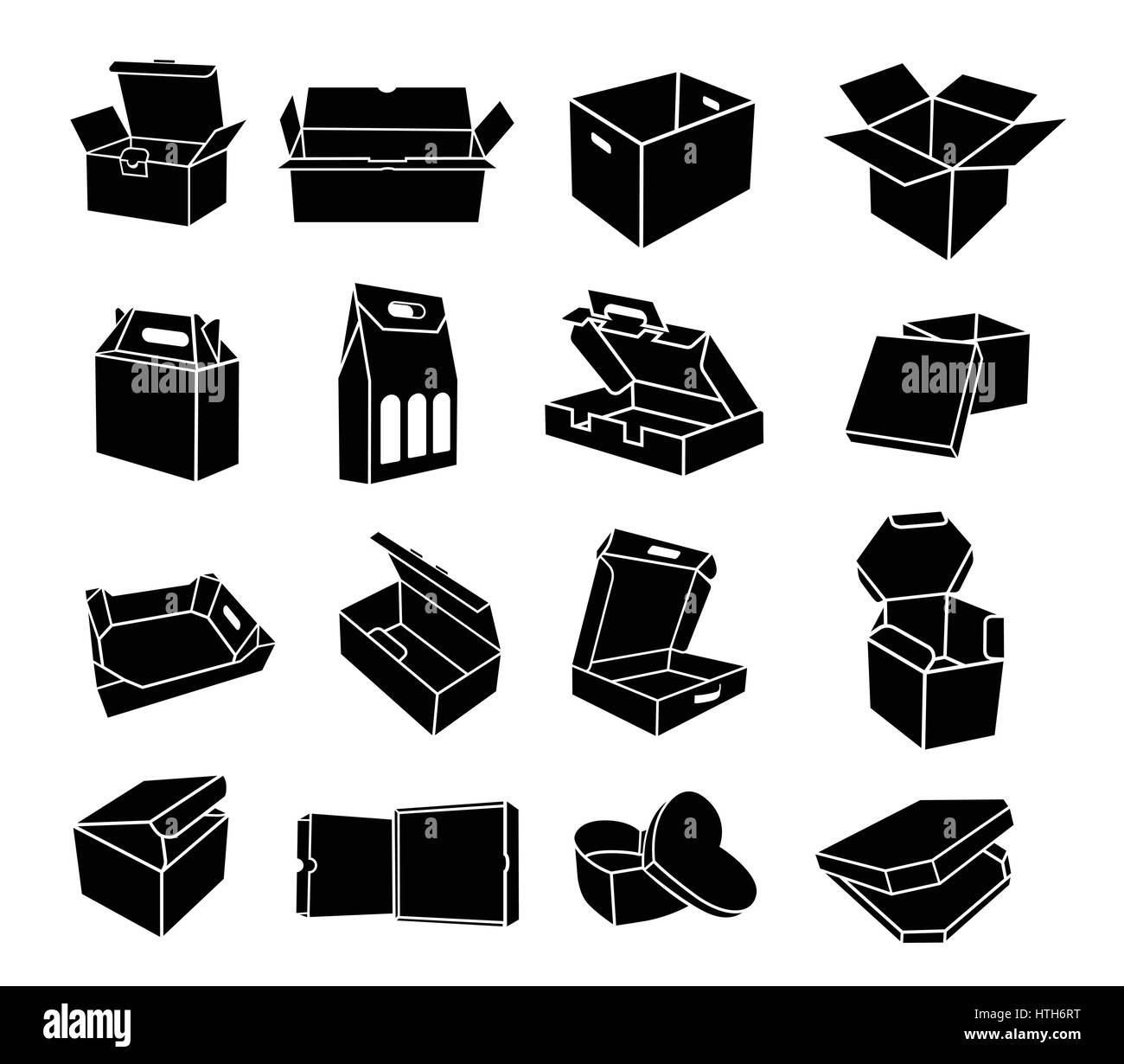 Boxes of different shapes icons set, simple style Stock Vector Image