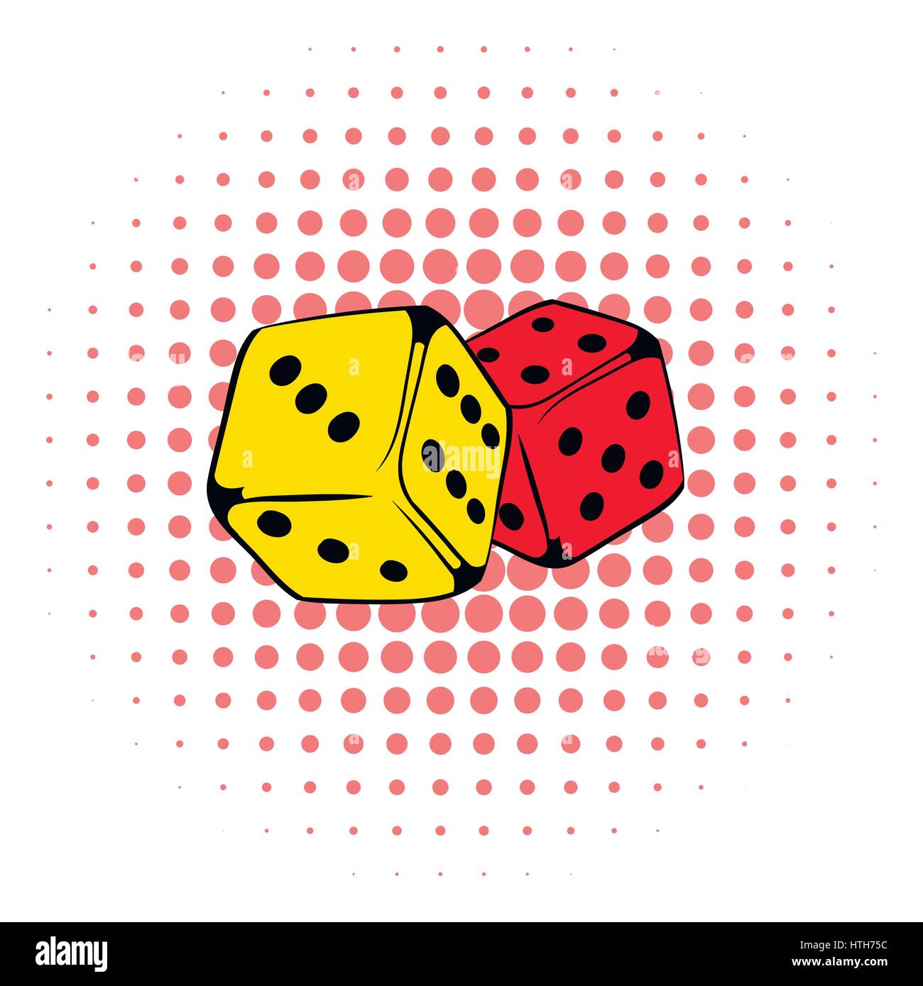 Red and yellow dice icon, comics style Stock Vector Image & Art Alamy