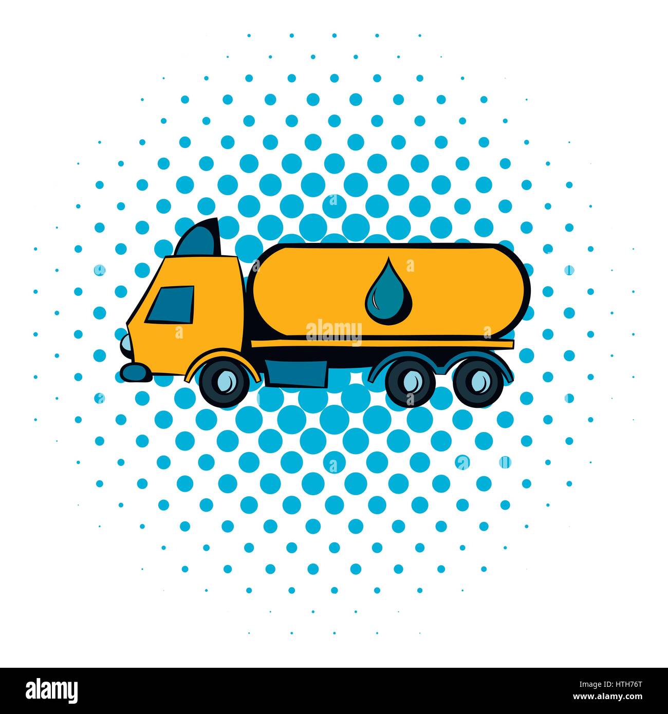Truck with fuel tank icon, comics style  Stock Vector