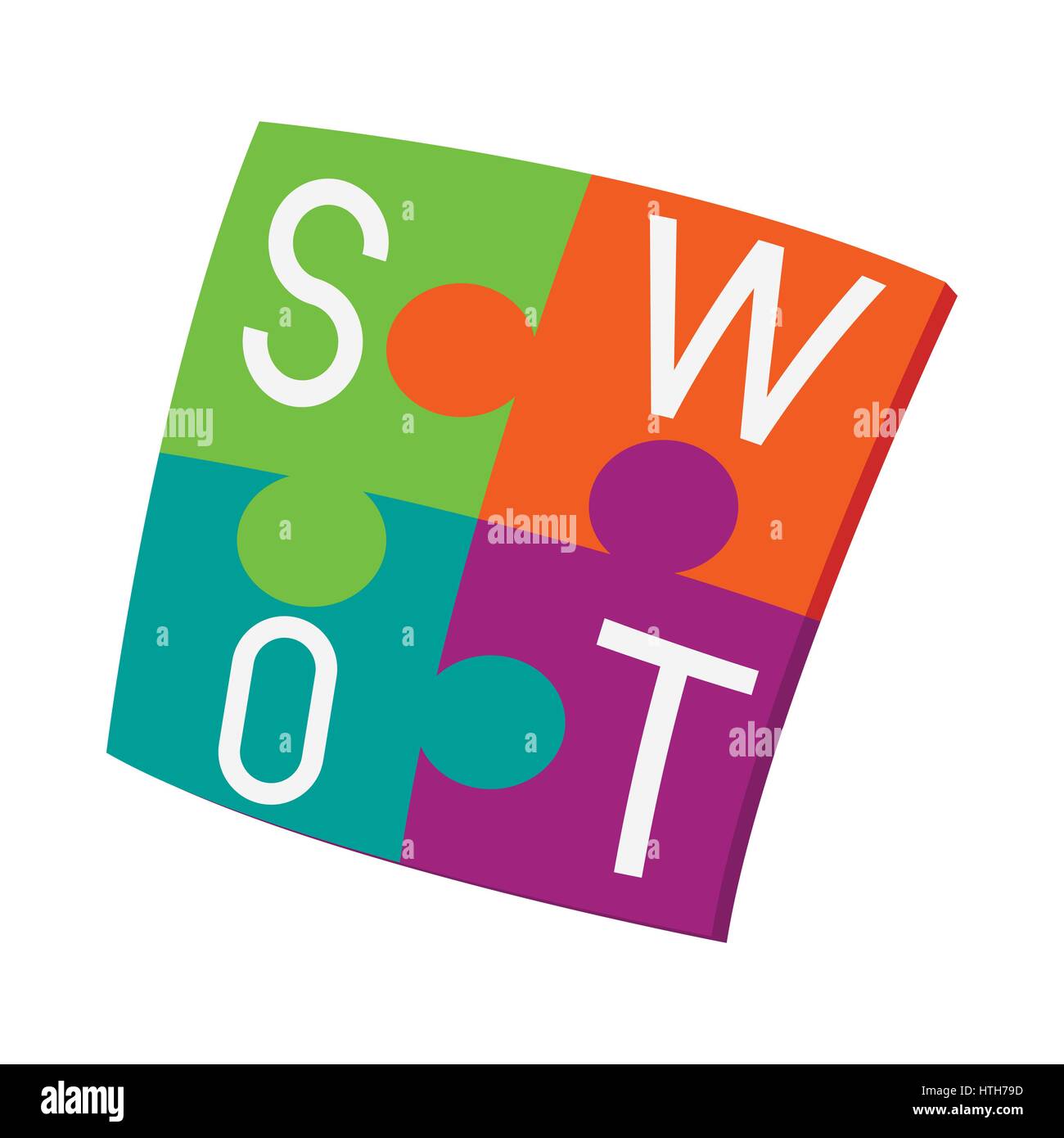 Four pieces colorful SWOT puzzle icon Stock Vector