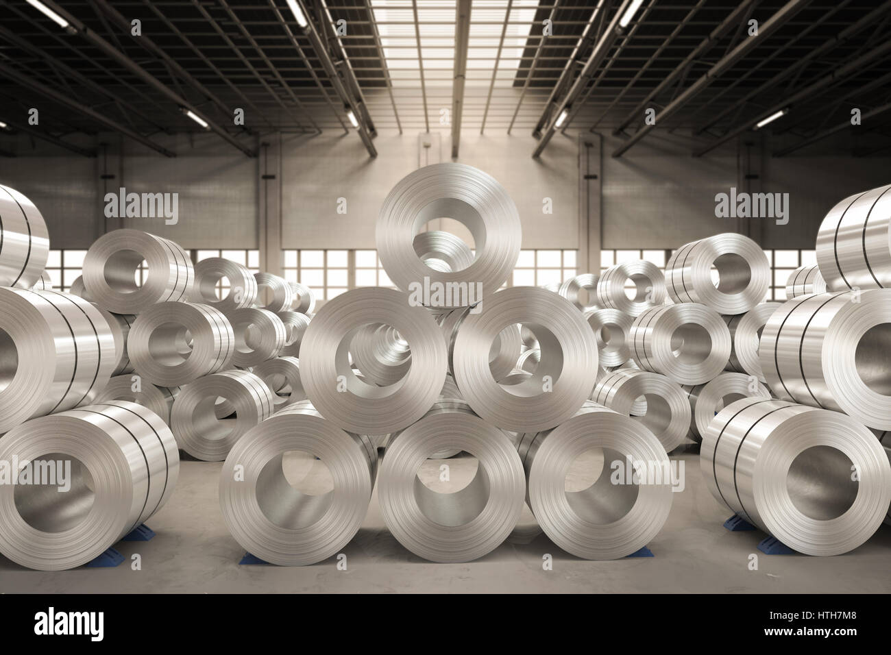 3d rendering roll of steel sheet in factory Stock Photo - Alamy