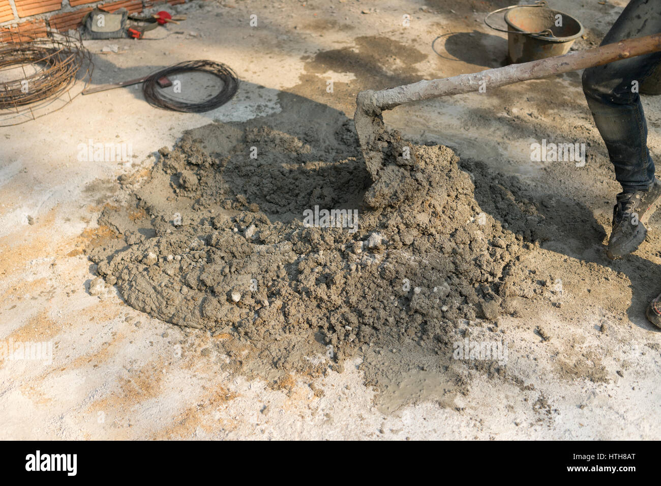 Construction mixing gravel cement concrete hires stock photography and