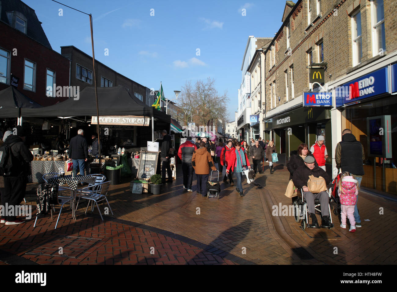 Shopping Precinct, High Street, Chelmsford, Essex, England Stock Photo