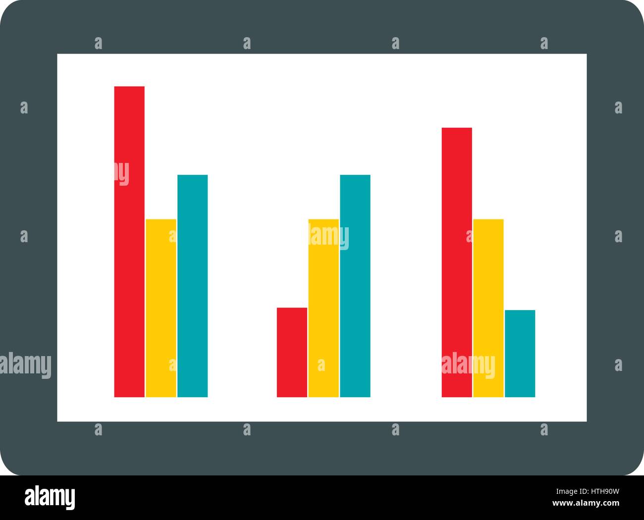 Tablet with charts icon, flat style Stock Vector Image & Art - Alamy