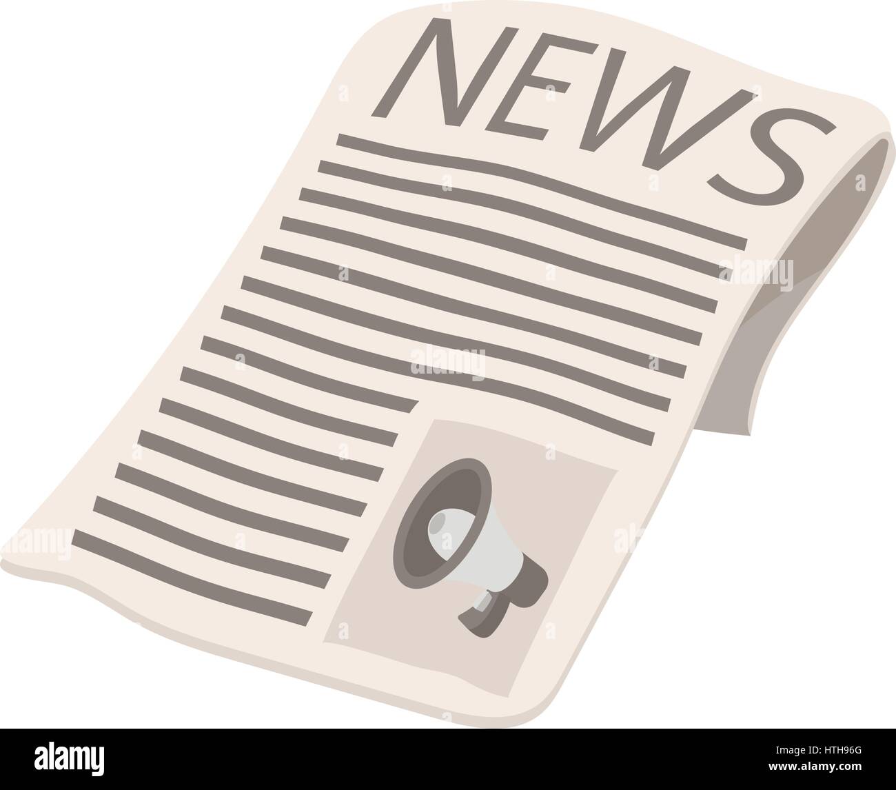 Newspaper icon, megaphone on cover, cartoon Stock Vector