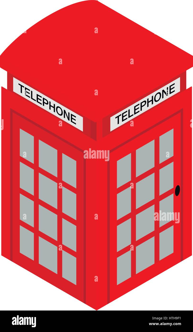 British red phone booth icon, isometric 3d style Stock Vector