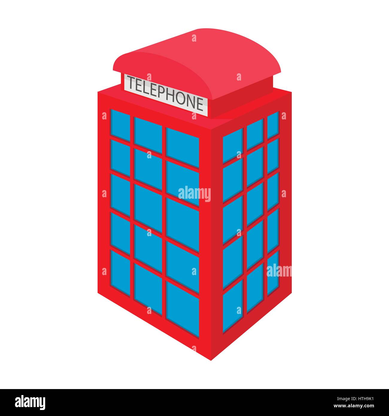 British red phone booth icon, cartoon style  Stock Vector