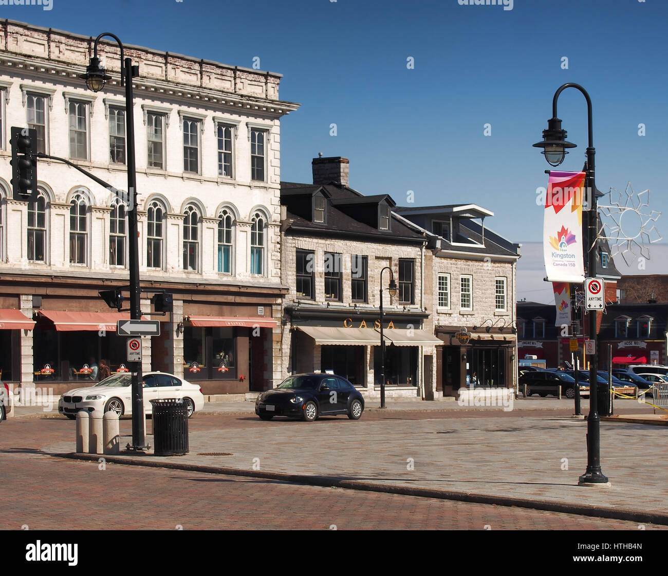 Kingston, Ontario, Canada, March 8,2017. View of Brock Street from the grounds of the Kingston City Hall Stock Photo