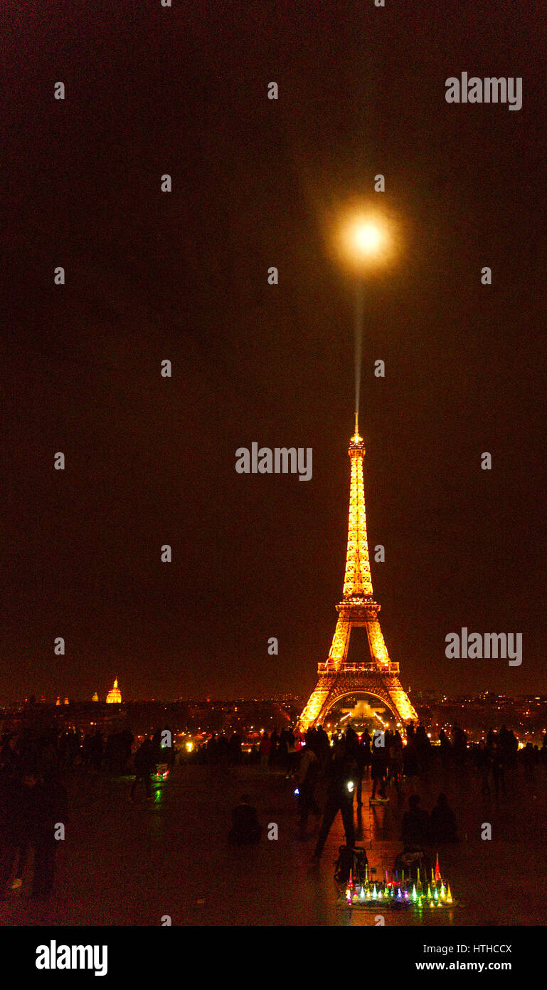Eiffel Tower by night Stock Photo