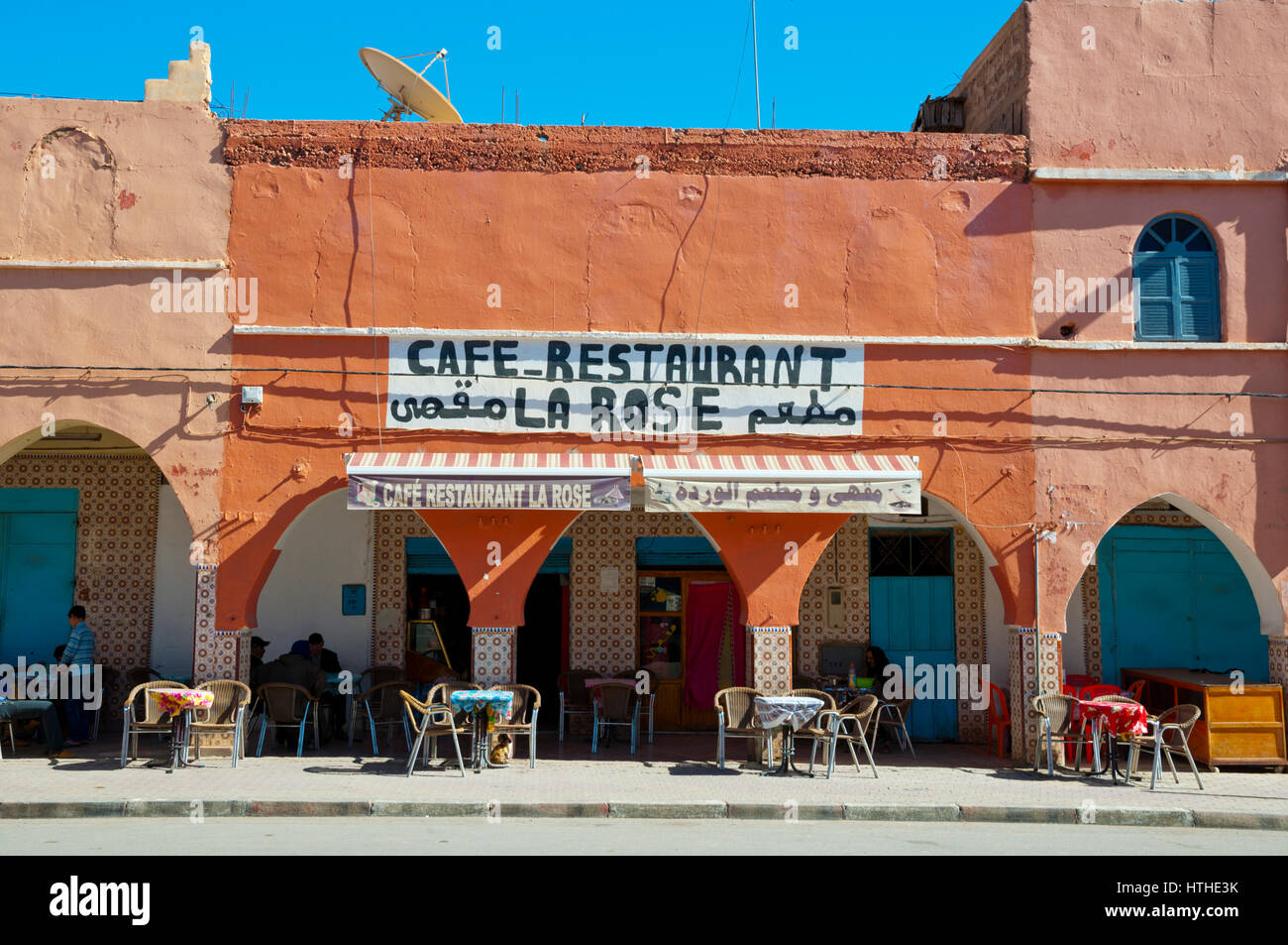 Cafe restaurant la rose, Avenue Mohammed V, main street, Tata, Morocco Stock Photo