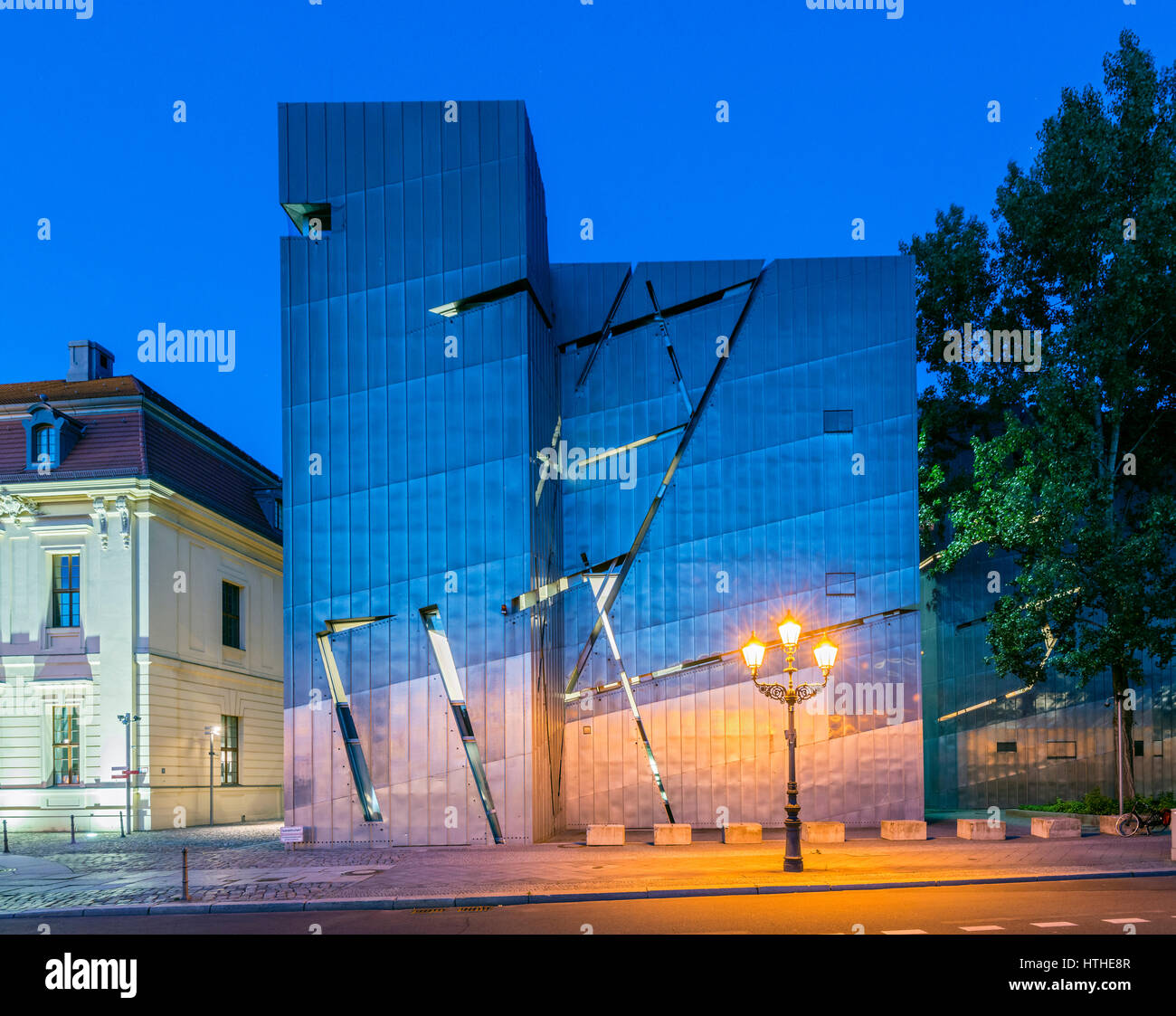Night View of exterior of Jewish Museum in Berlin , Germany. Stock Photo