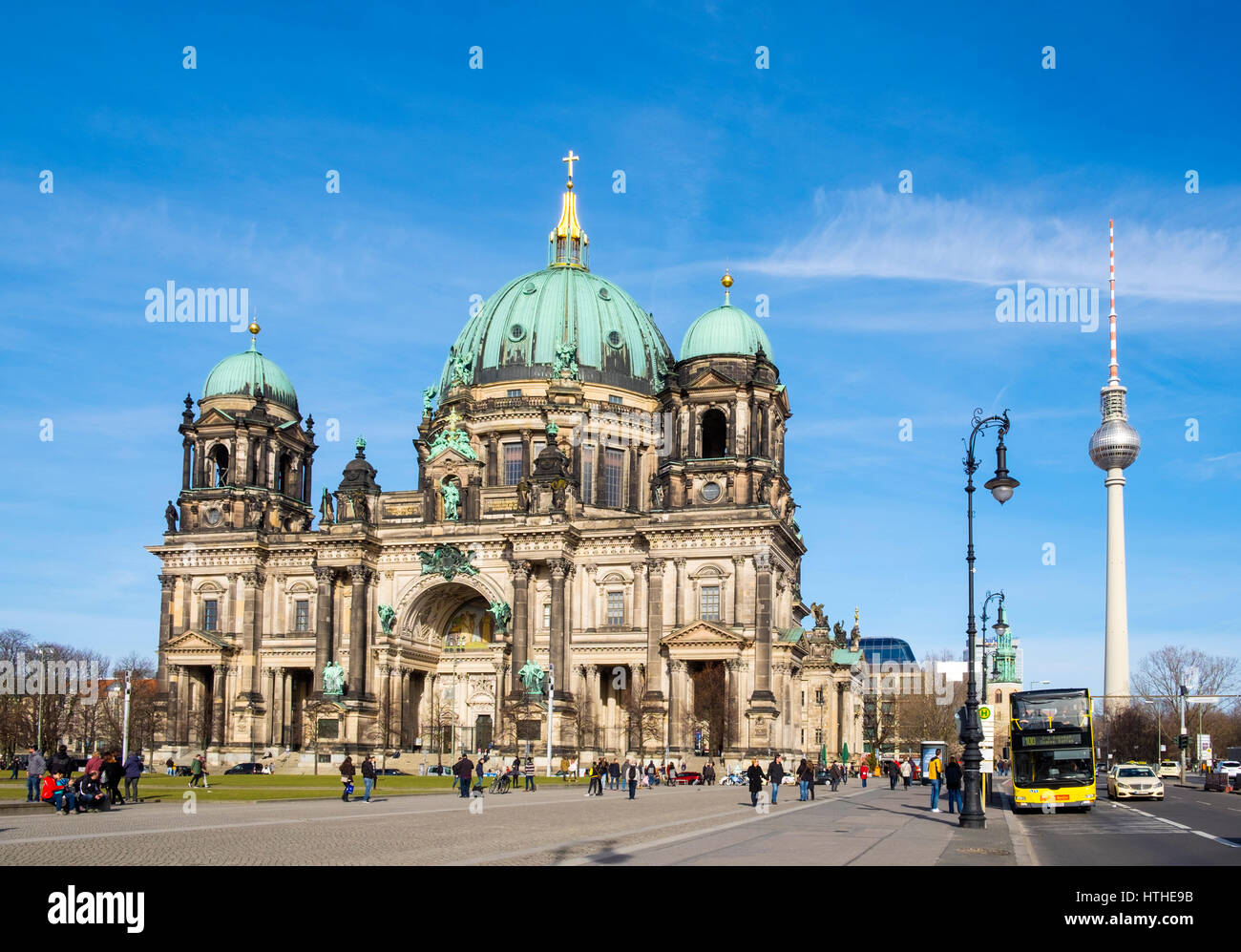 View of Berlin Cathedral , Berliner Dom, in Lustgarten Park on Museumsinsel in Mitte Berlin, Germany Stock Photo