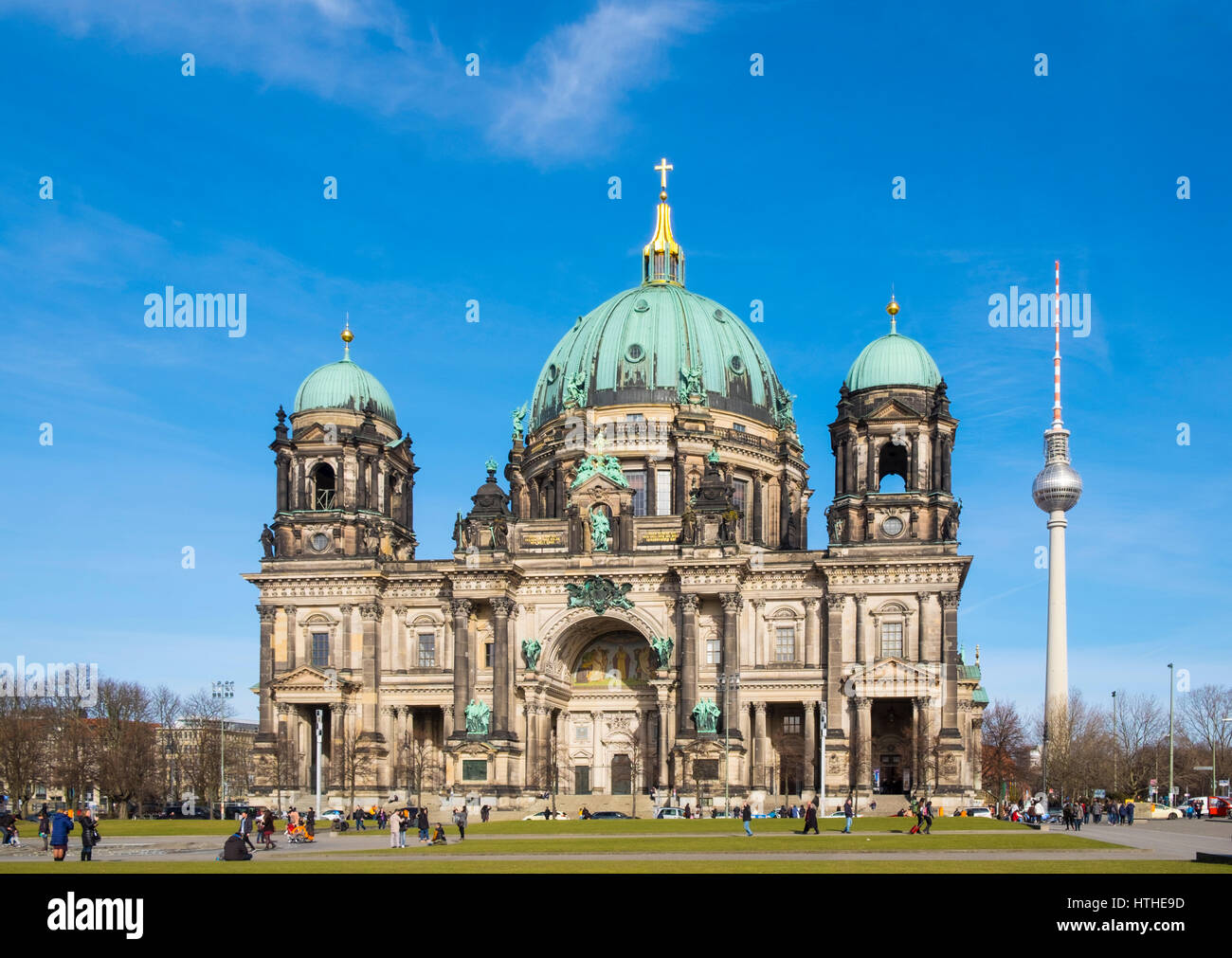 View of Berlin Cathedral , Berliner Dom, in Lustgarten Park on Museumsinsel in Mitte Berlin, Germany Stock Photo