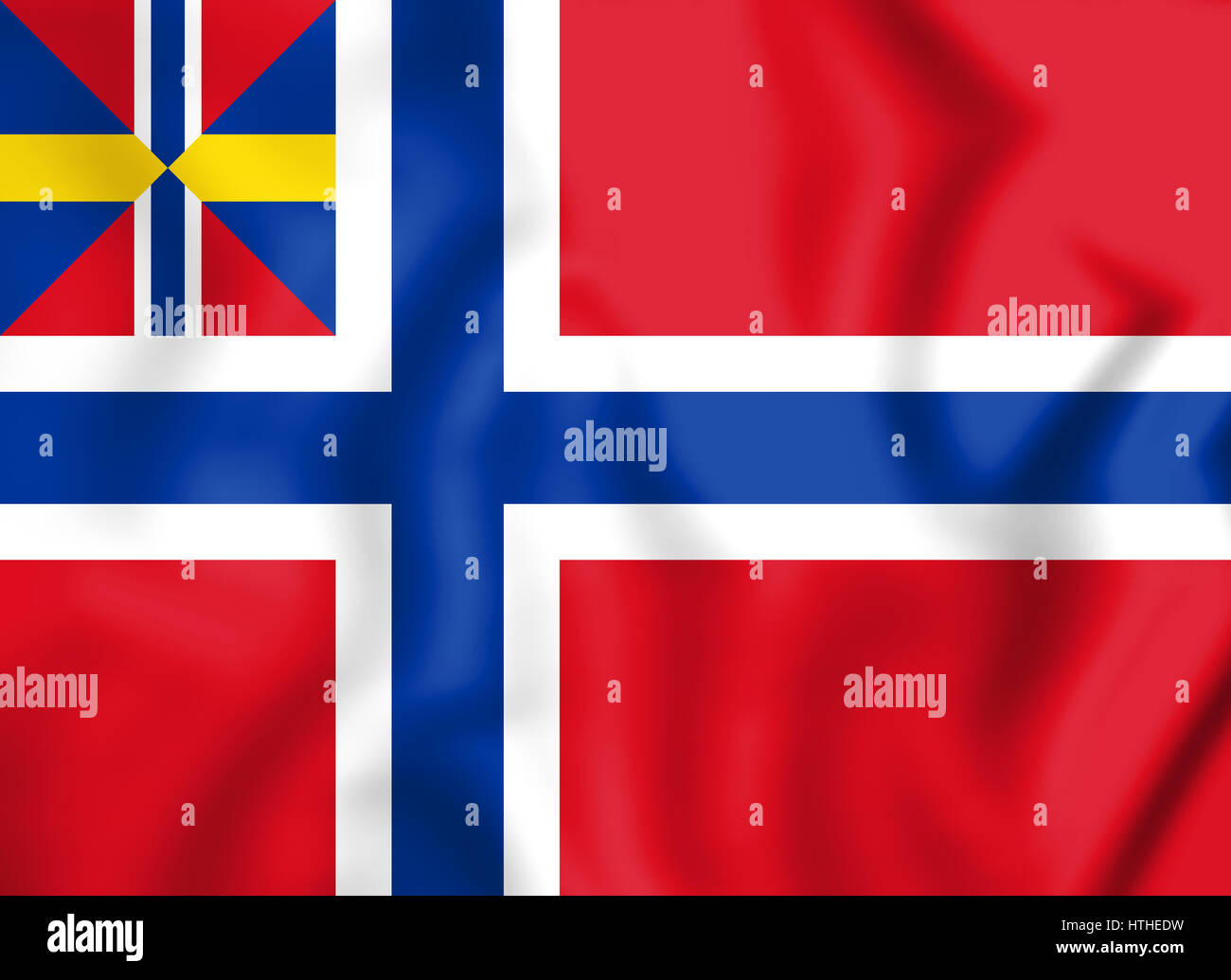 National and Merchant Flag of Norway (1844-1899). 3D Illustration. Stock Photo