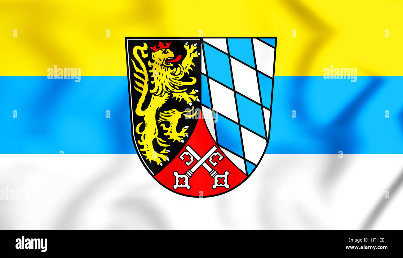 3D Flag of Upper Palatinate Region, Germany. 3D Illustration. Stock Photo