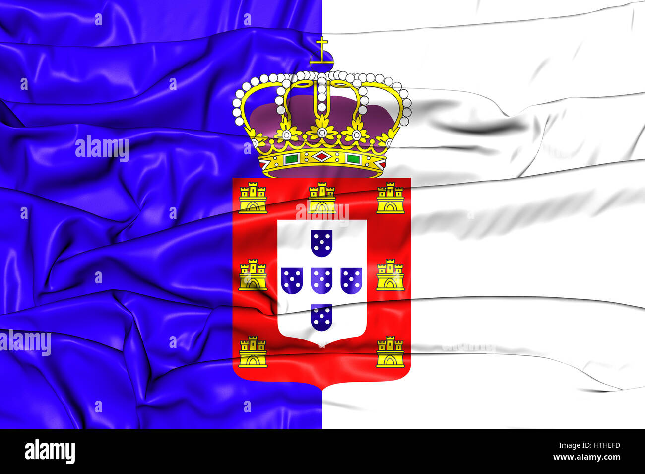 3D Flag of the Portugal (1830-1910). 3D Illustration. Stock Photo