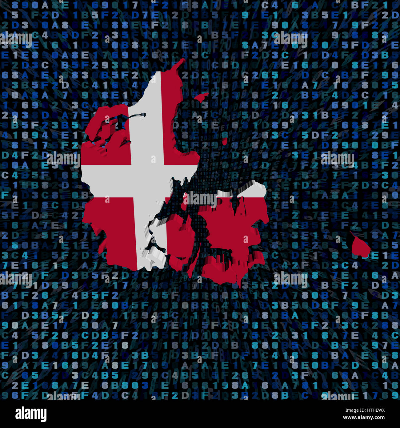 Denmark map flag on hex code illustration Stock Photo Alamy