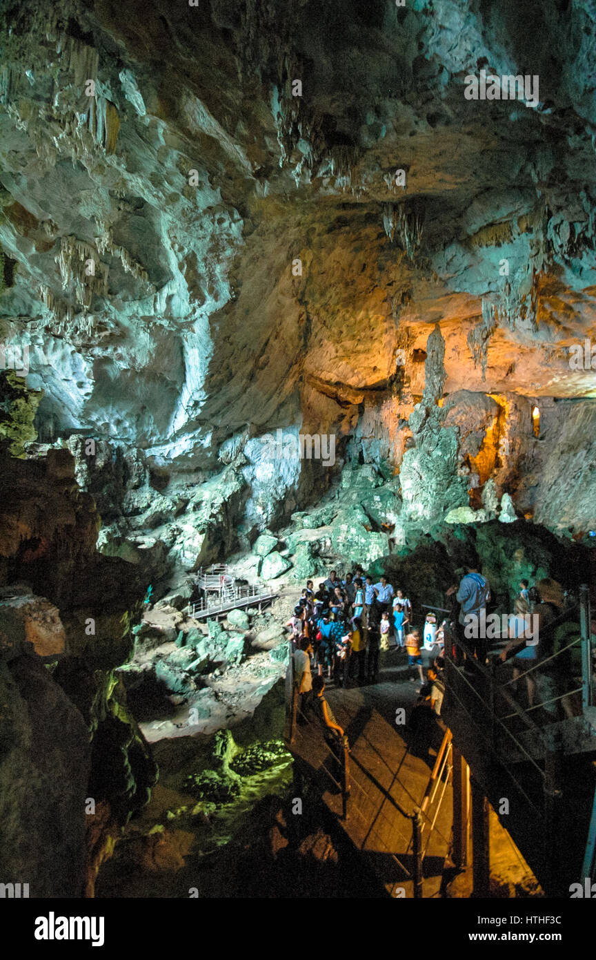 famous caves at halong bay, vietnam Stock Photo