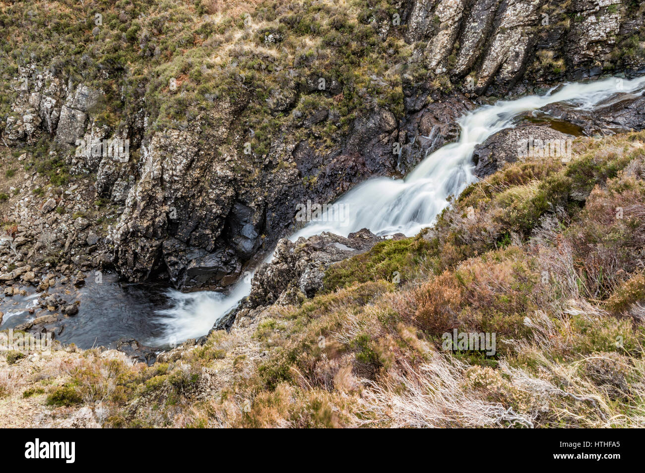 Waterfall at Ollach Falls, Braes, Isle of Skye, Scotland Stock Photo