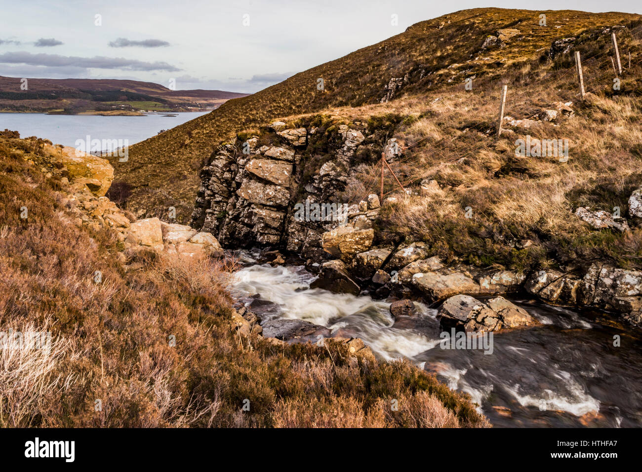 Waterfall at Ollach Falls, Braes, Isle of Skye, Scotland Stock Photo