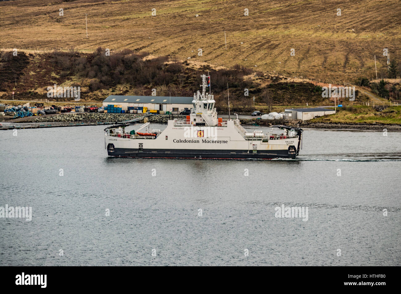 Sconser ferry leaving Sconser Stock Photo