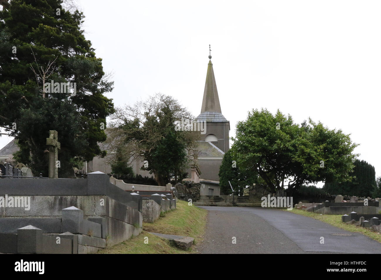 Knockbreda Cemetery in Belfast, Northern Ireland. The cemetery is connected to Knockbrdea Parish Church built in the early eightteenth century. Stock Photo