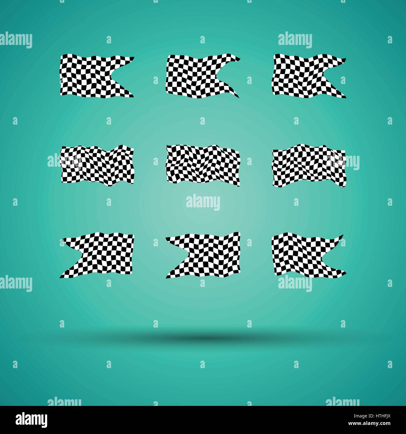 Racing background set collection of 9 checkered flags vector illustration. EPS10. Stock Vector
