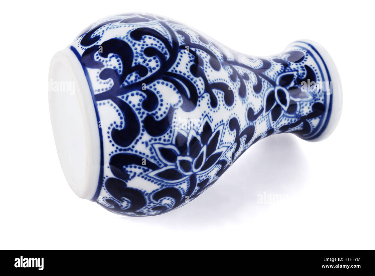 Oriental Floral Pattern Vase Lying on White Background Stock Photo - Alamy