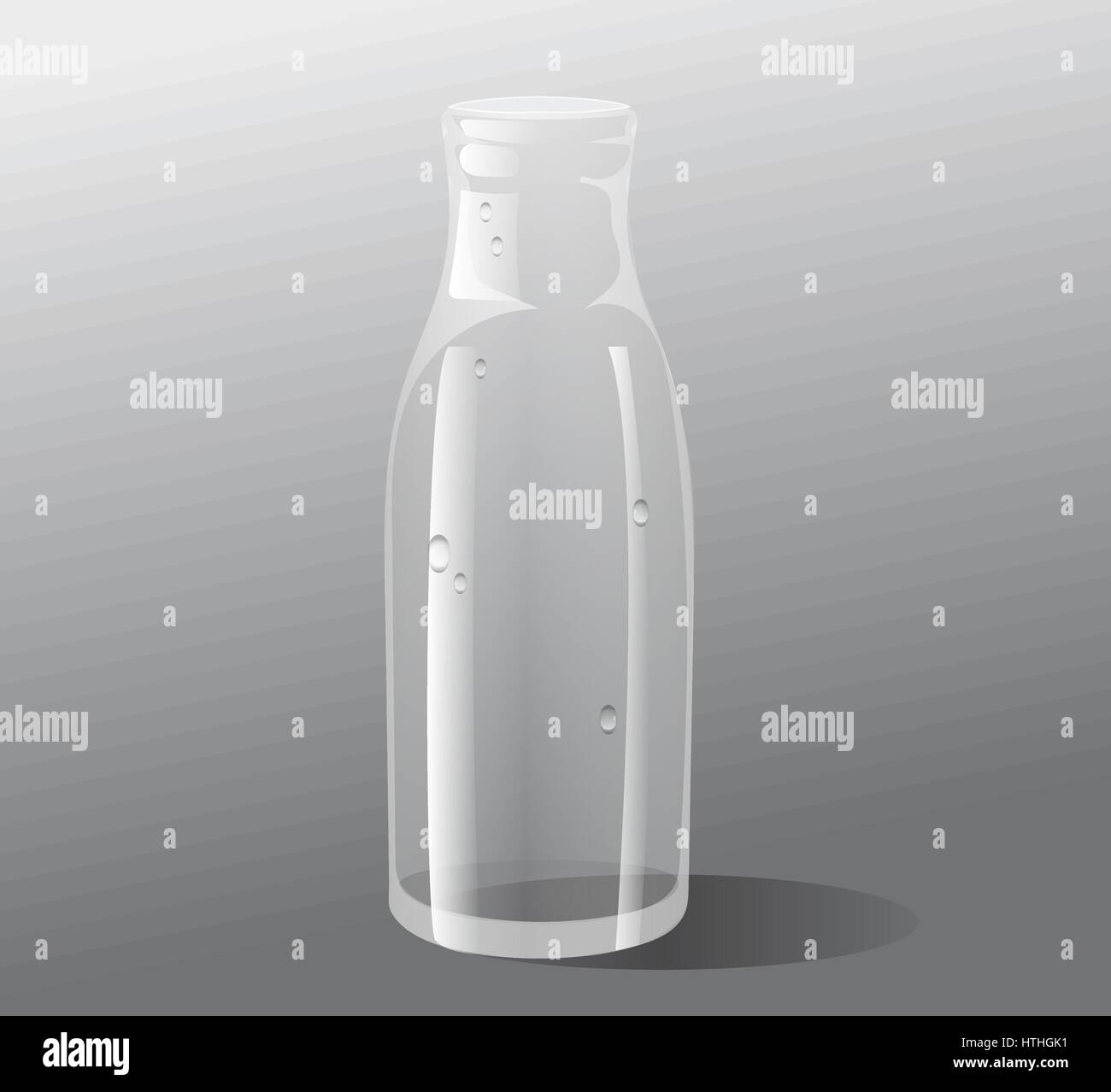 Vector empty glass bottle isolated on grey background Stock Vector